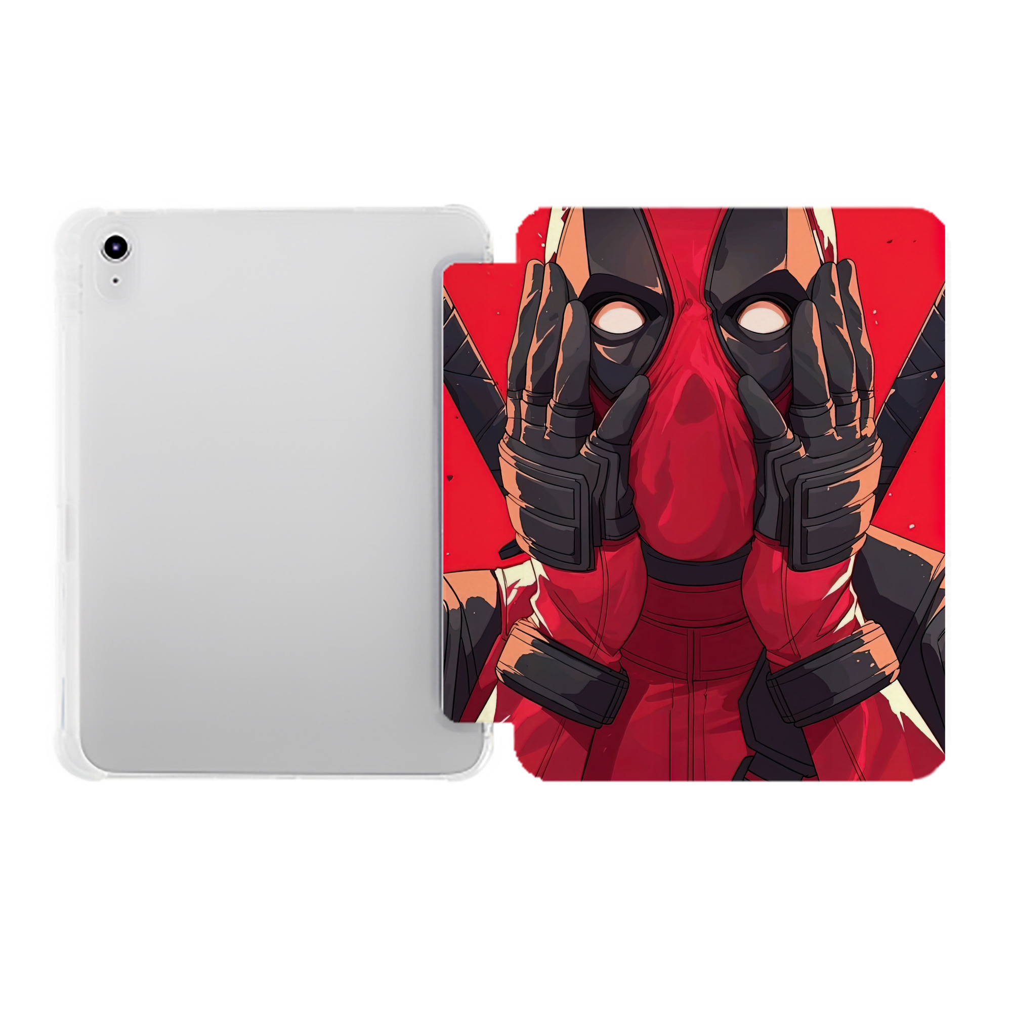 （画像用） Deadpool デッドプール IPad ケース ペン収納付き 三つ折りスタンド PUレザー×シリコン 対応機種9.5/10.5/10.9インチ